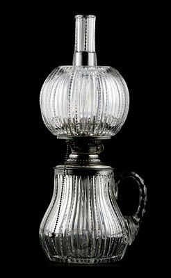 Brilliant Period Oil Lamp Bergen. American Brilliant Period Cut Glass oil lamp. Notched Prism 