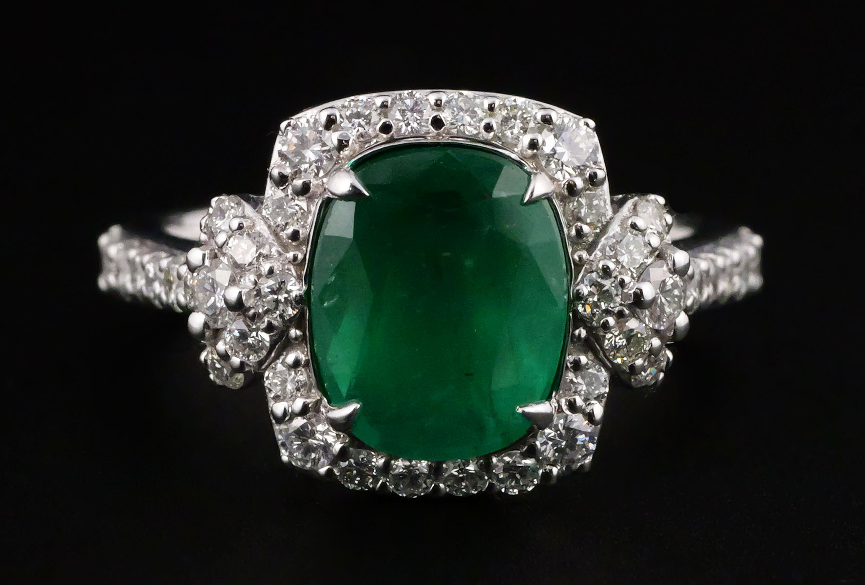 Platinum Emerald and Diamond Ring