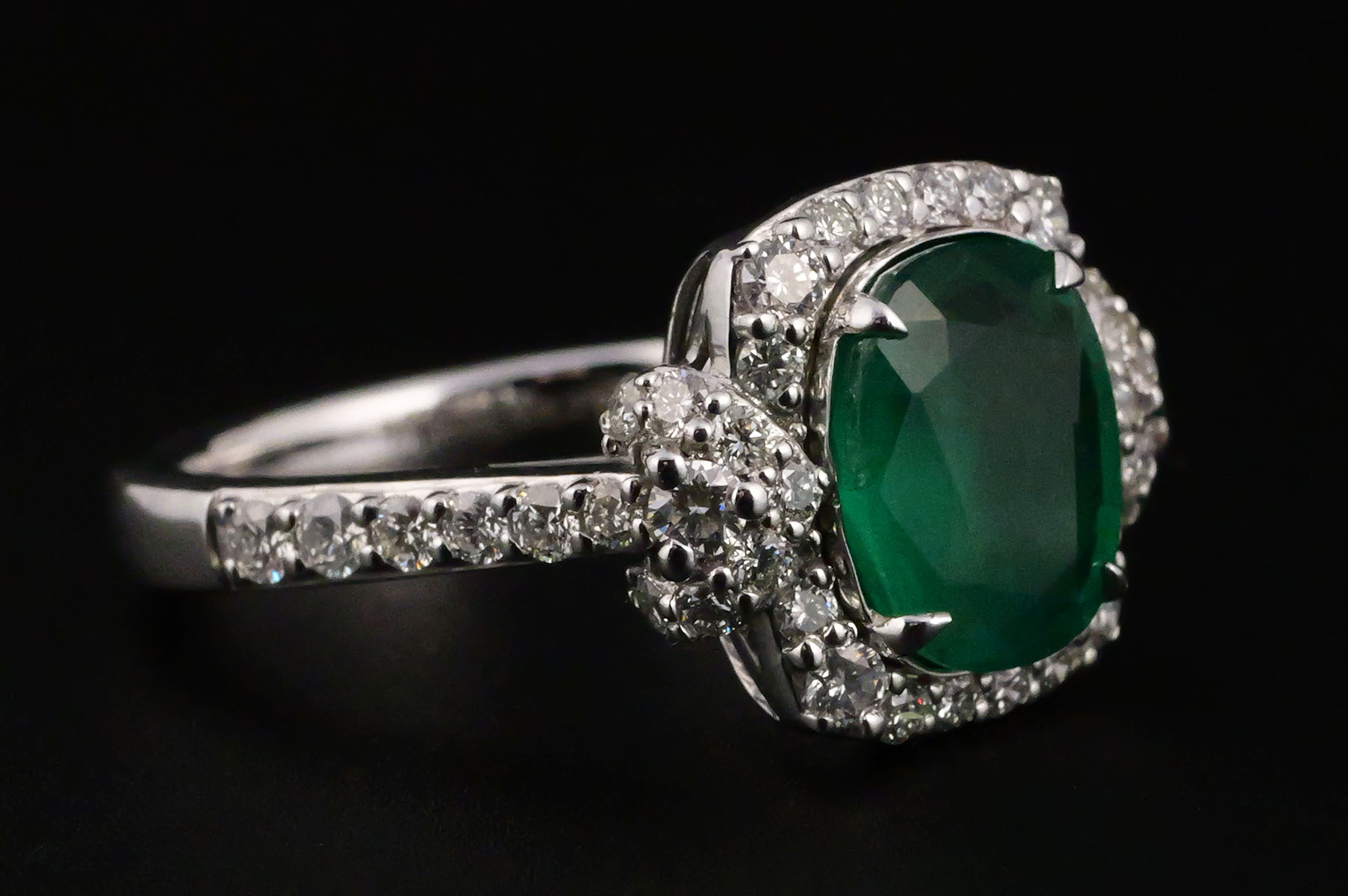 Platinum Emerald and Diamond Ring