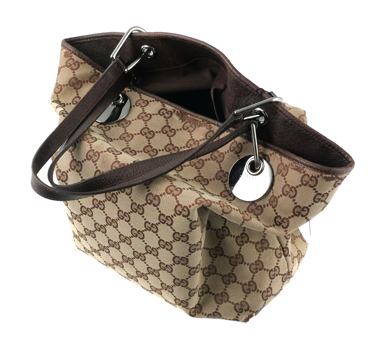 GUCCI GG Canvas Leather Large Eclipse Tote