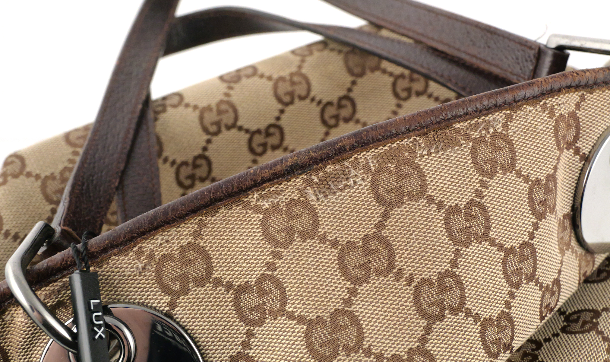 GUCCI GG Canvas Leather Large Eclipse Tote
