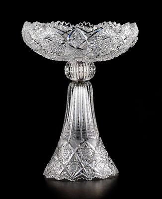 ABCG Pedestal Compote Centerpiece. Antique American Brilliant Period Cut Glass outstanding three 