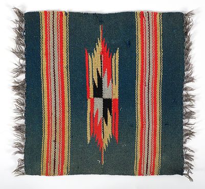 Vtg Native American Chimayo Wool Mat. Vintage woven wool Native American Indian Chimayo South 