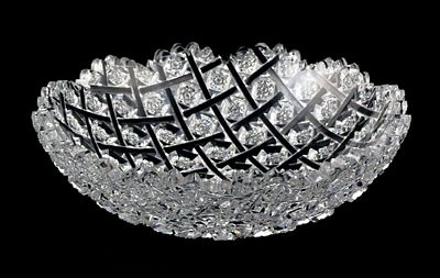 Egginton Trellis Signed Bowl. American Brilliant Period Cut Glass bowl in the trellis pattern. 