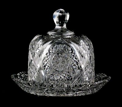 ABCG Cheese Dome & Under Plate. Antique Brilliant Period Cut Glass cheese dome and underplate 
