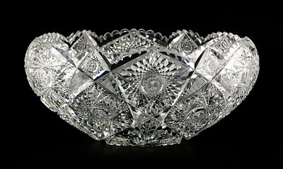 Hawkes ABP Cut Glass Punch Bowl. Antique T.G. Hawkes American Brilliant Period Cut Glass 
