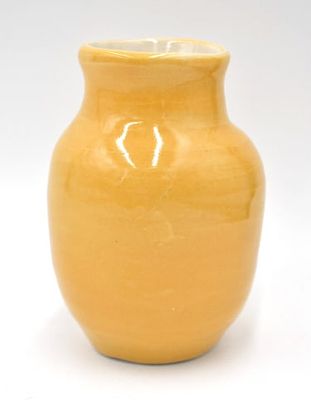 Pisgah Forest American Art Pottery Vase. Yellow, stamped on bottom, 5.5 inches by 3.75 inches 