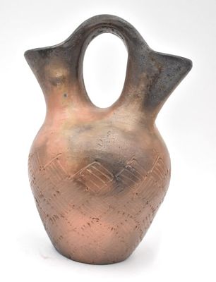 Amanda Swimmer Native American Wedding Vase. 7 inches by 5 inches, signed on bottom, no damage 