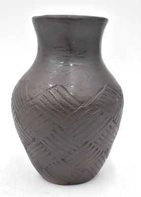 Amanda Swimmers Cherokee Pottery Vase. 6 inches by 4.25 inches, signed on bottom, no damage, see 