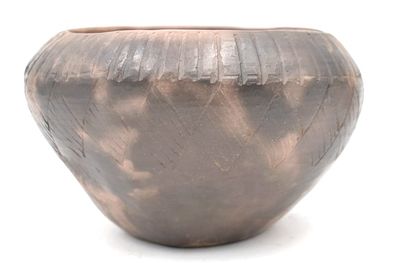 Amanda Swimmers Cherokee Pottery Bowl. 5.75 inches by 7.5 inches, signed and dated 2005 on 