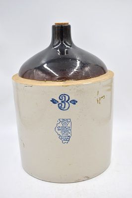 3-Gallon S.P.&S. Stoneware Crock Jug. Sewer Pipe &amp; Stoneware Co. of White Hall, Illinois 