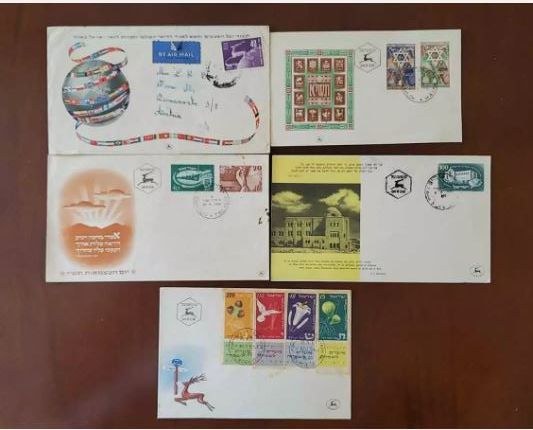 5 ISRAEL FDC COVERS, 1949-1952 YEARS