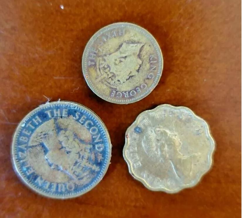 3 HONG KONG COINS, 5 CENT 1950,10 CENT 1955,20 CENT 1982