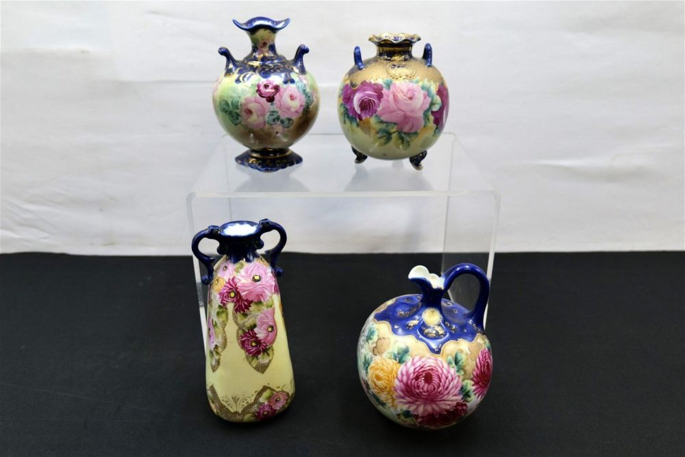 Lot 162: Hand-Painted Vases in a Flower Motif