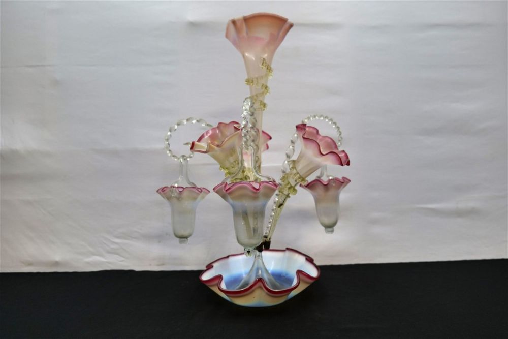 Lot 168: Victorian Art Glass Epergne