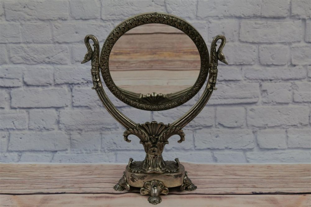 Lot 170: Silverplated Swivel Vanity Mirror