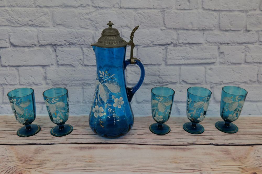 Lot 177: Mosser Style Hand Painted Lemonade Set