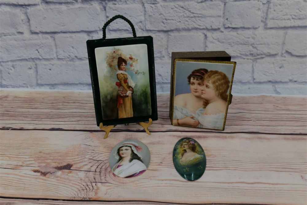 Lot 188: Grouping of 4 Hand-Painted & Transferware Porcelain Plaques