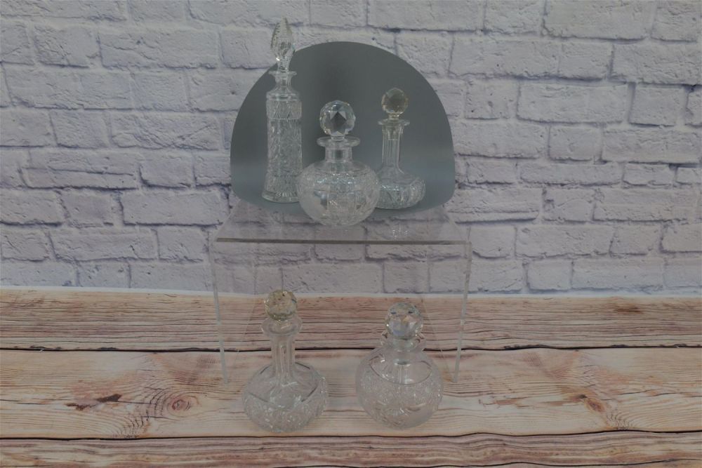 Lot 203: Grouping of Cut Glass Perfume/Scent Bottles