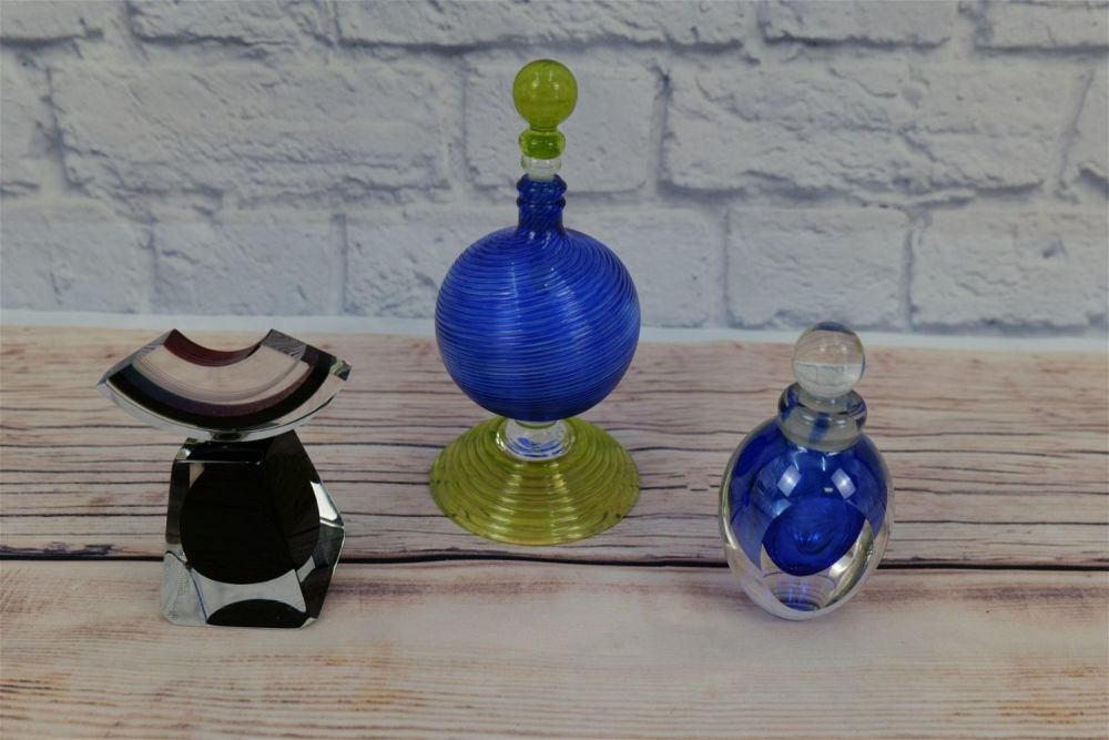 Lot 209: Grouping of 3 Art Glass Perfume Bottles