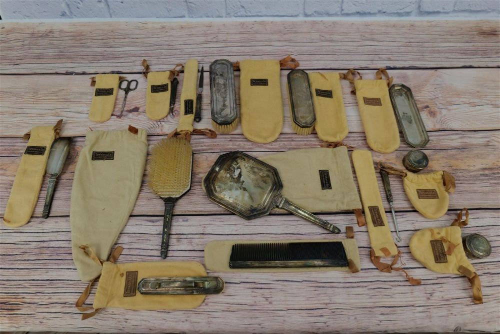 Lot 219: Group of 14 Sterling Silver Tiffany and Co. Dresser Set