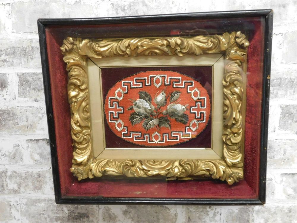 Lot 242: 19th Century Victorian Beaded Needlepoint