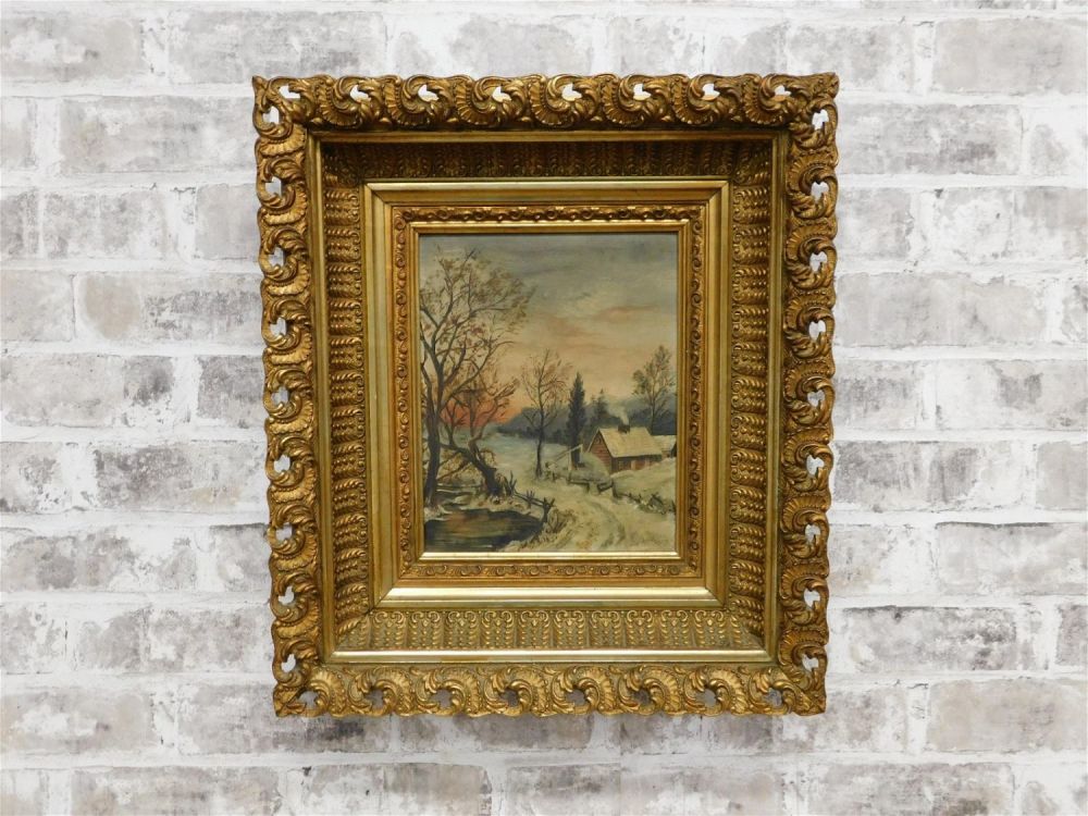 Lot 254: Oil on Canvas - Winter Landscape Scene