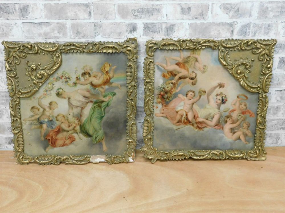 Lot 259: Pair of 19th Century Oil on Canvas - Goddess with Children