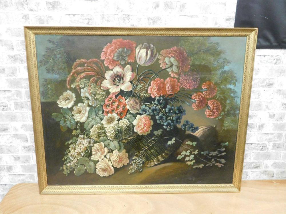 Lot 276: 19th Century Oversized Oil on Canvas - Stillife