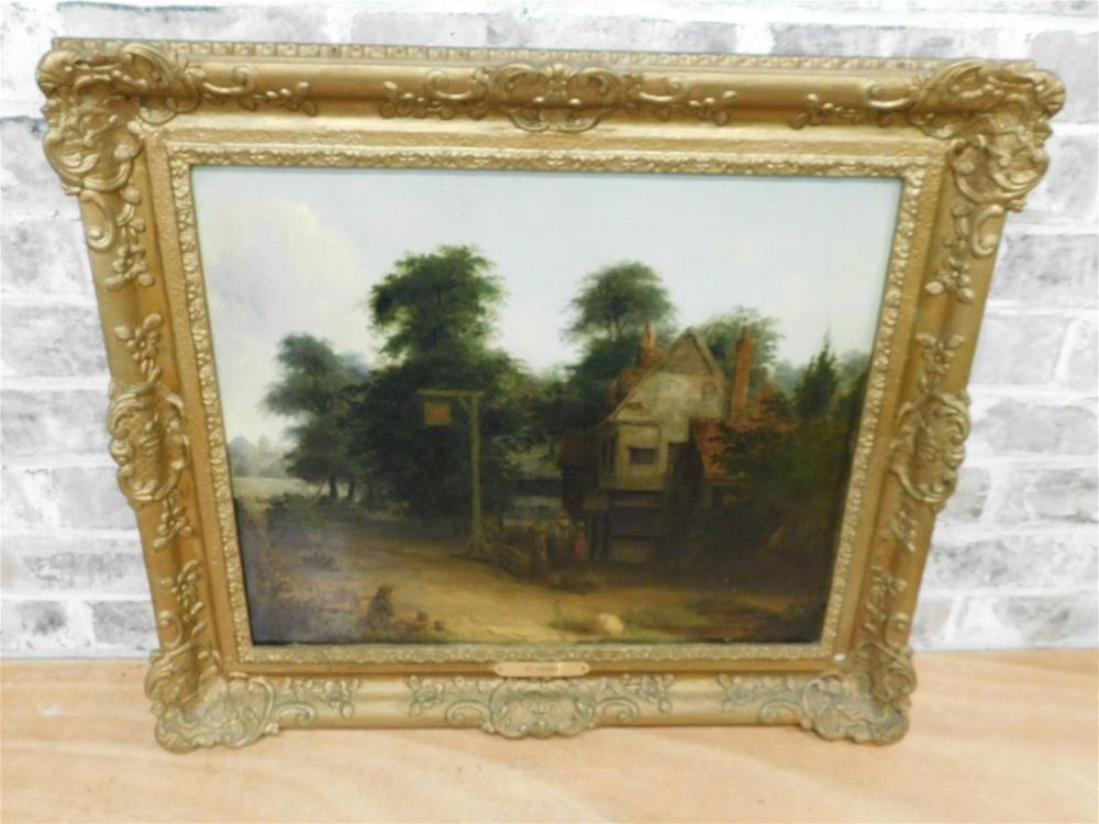 Lot 277: Oil on Canvas - Town Scene