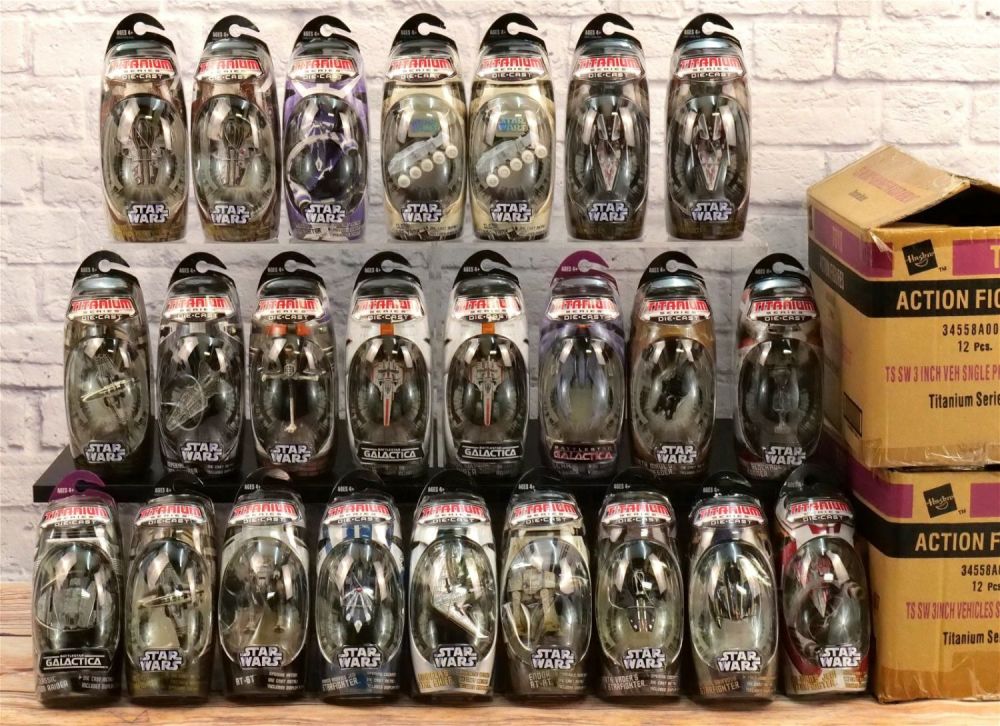 Lot 252: Two Cases of Star Wars Titanium 3" Vehicles - 24 Pcs