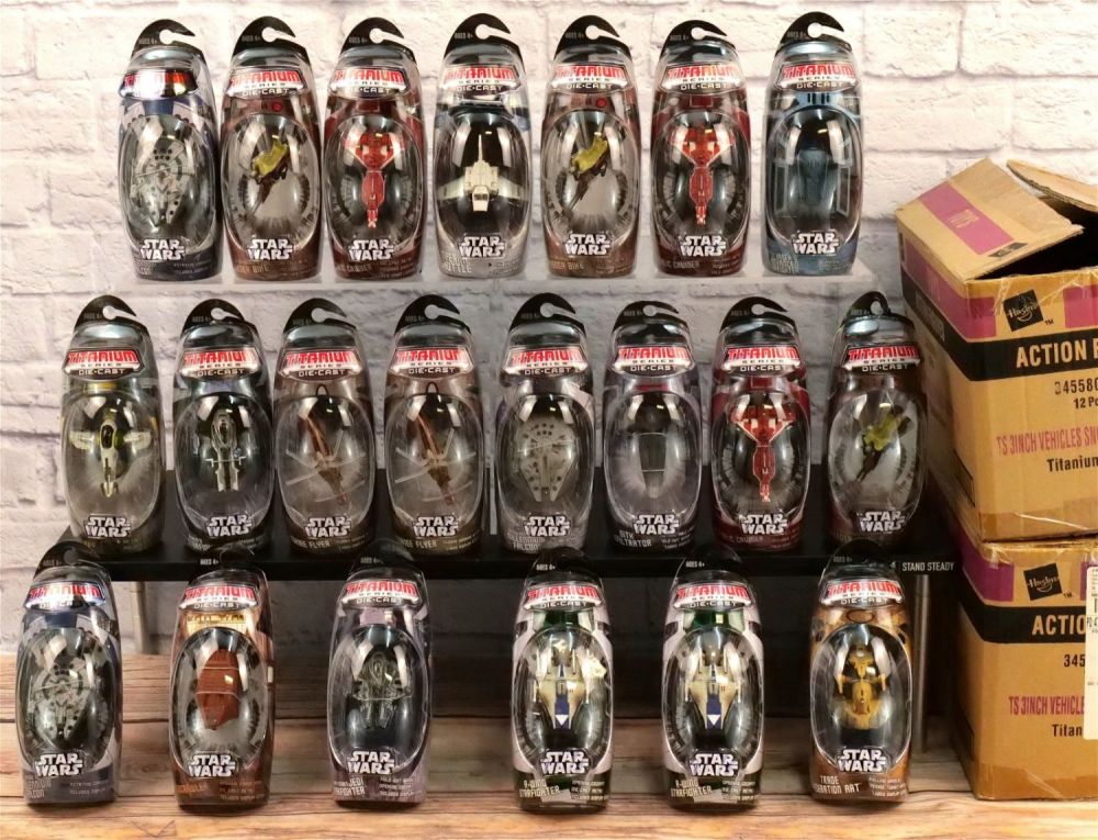 Lot 254: Two Cases of Star Wars Titanium 3" Vehicles - 21 Pcs