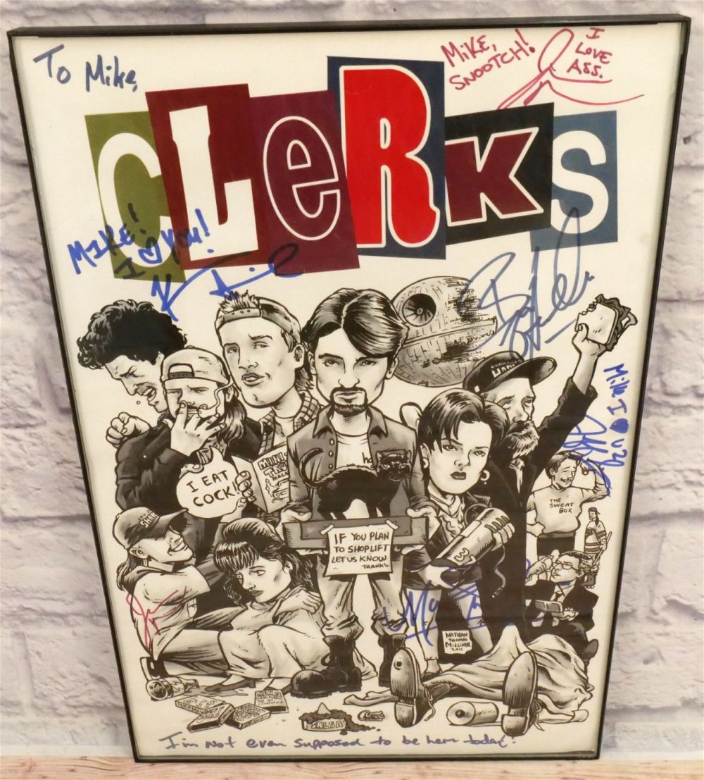 Lot 169: Autographed Clerks Framed Print