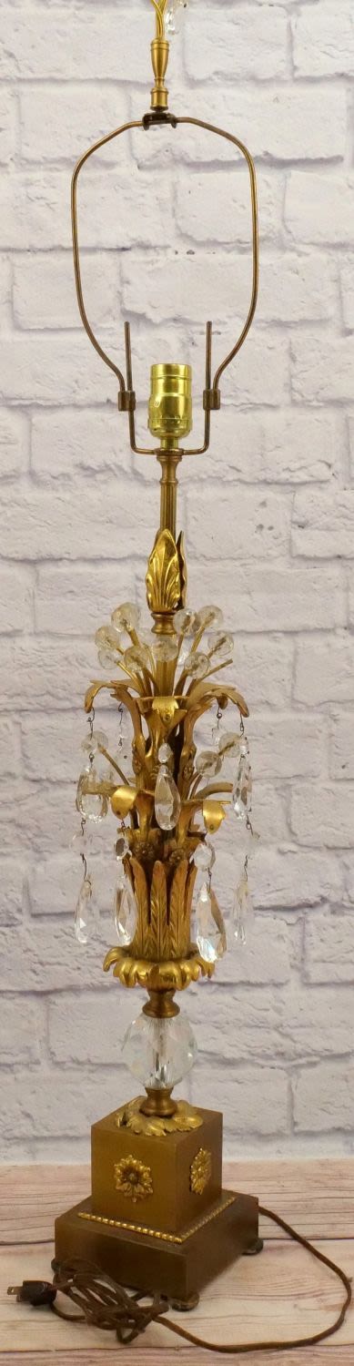 Lot 160: 1960's Gold Gilded Table Lamp with Prisms