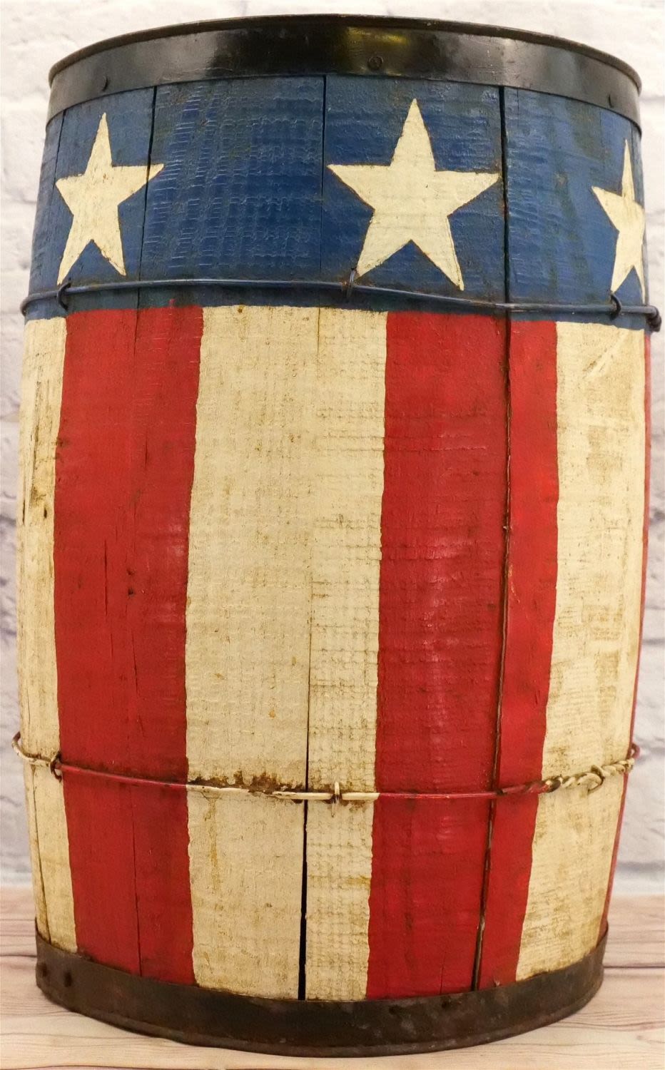 Lot 199: American Folk Art Barrel with American Flag Design