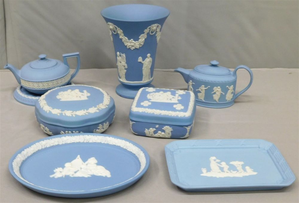 Lot 254: Group Lot of Wedgwood Blue Jasper Pieces