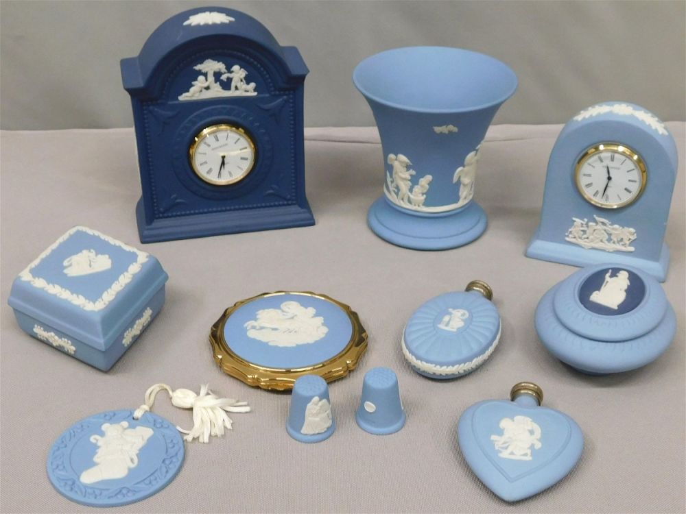 Lot 255: Lot of Wedgwood Blue Jasperware Items