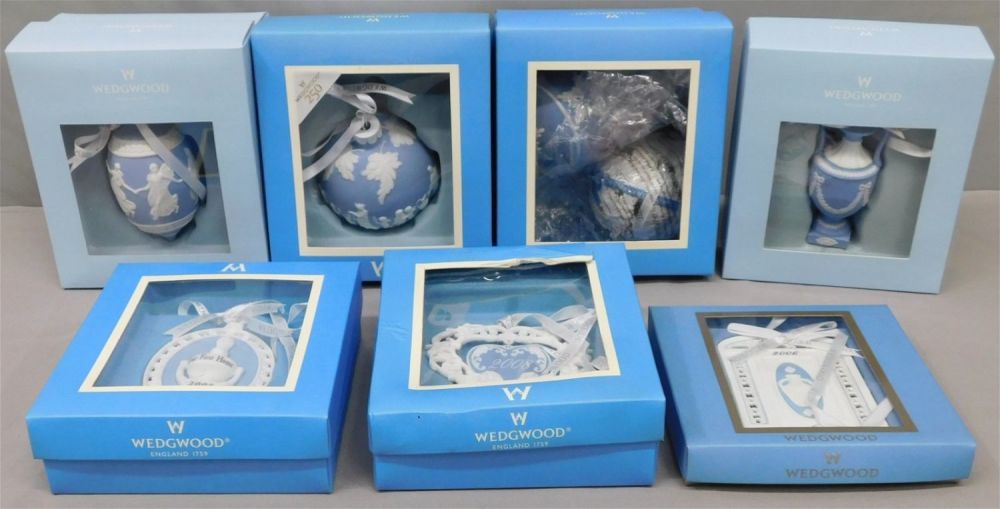 Lot 257: Group Lot of 7 Wedgwood Christmas Ornaments