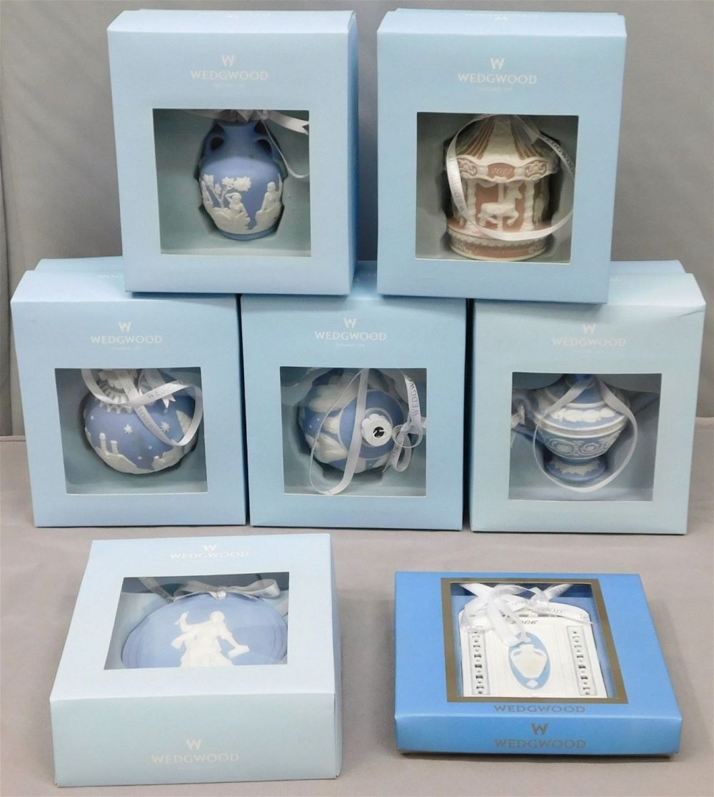 Lot 258: Group Lot of 7 Wedgwood Christmas Ornaments