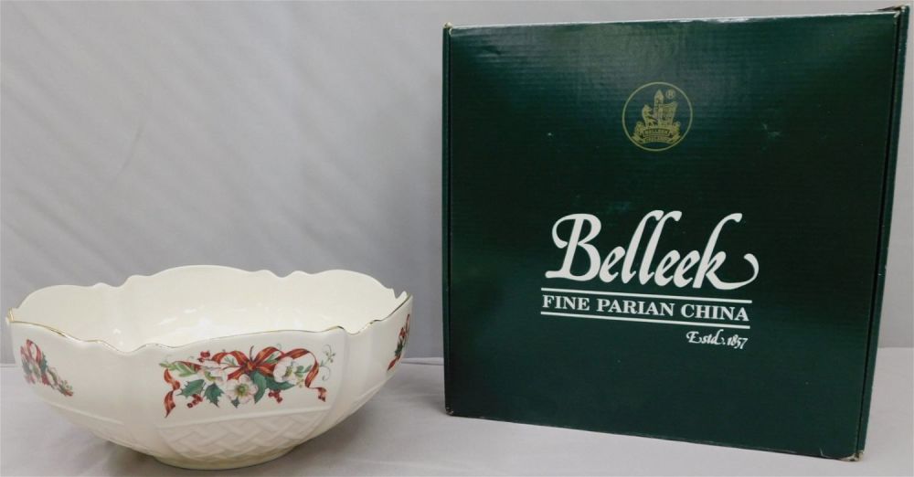 Lot 260: Belleek Winter Rose Large Bowl