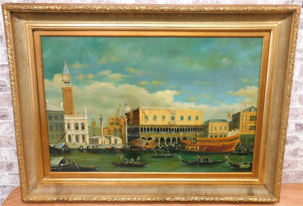 Lot 266: Oversized Oil on Canvas - Venice
