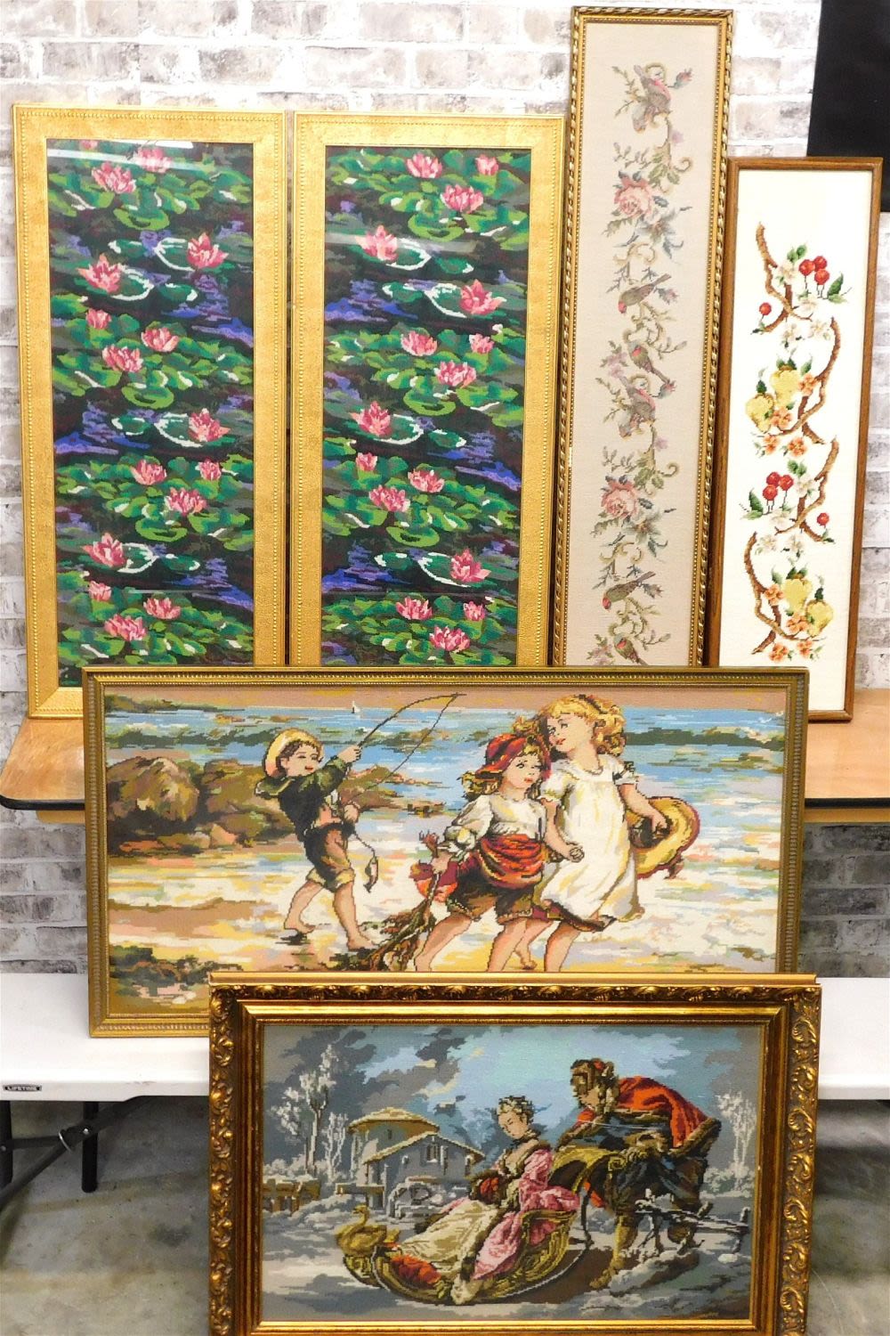 Lot 271: Group Lot of 6 Framed Needlepoints