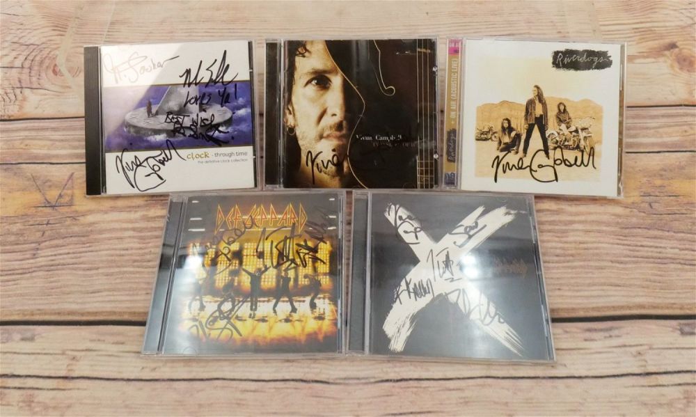 Lot 278: Lot of 5 Def Leppard Related Autographed CD's