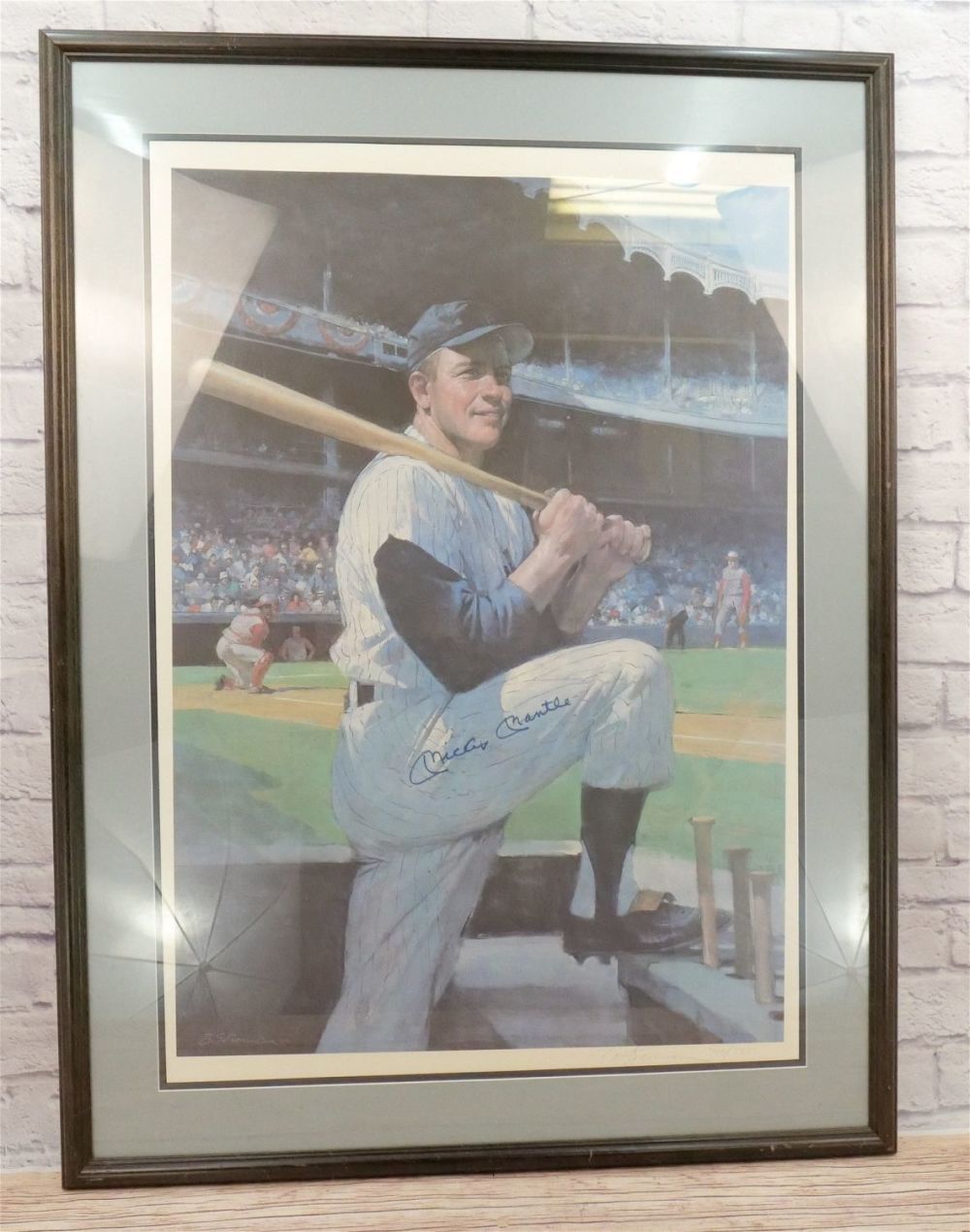 Lot 283: Framed Mickey Mantle Lithograph - Autographed