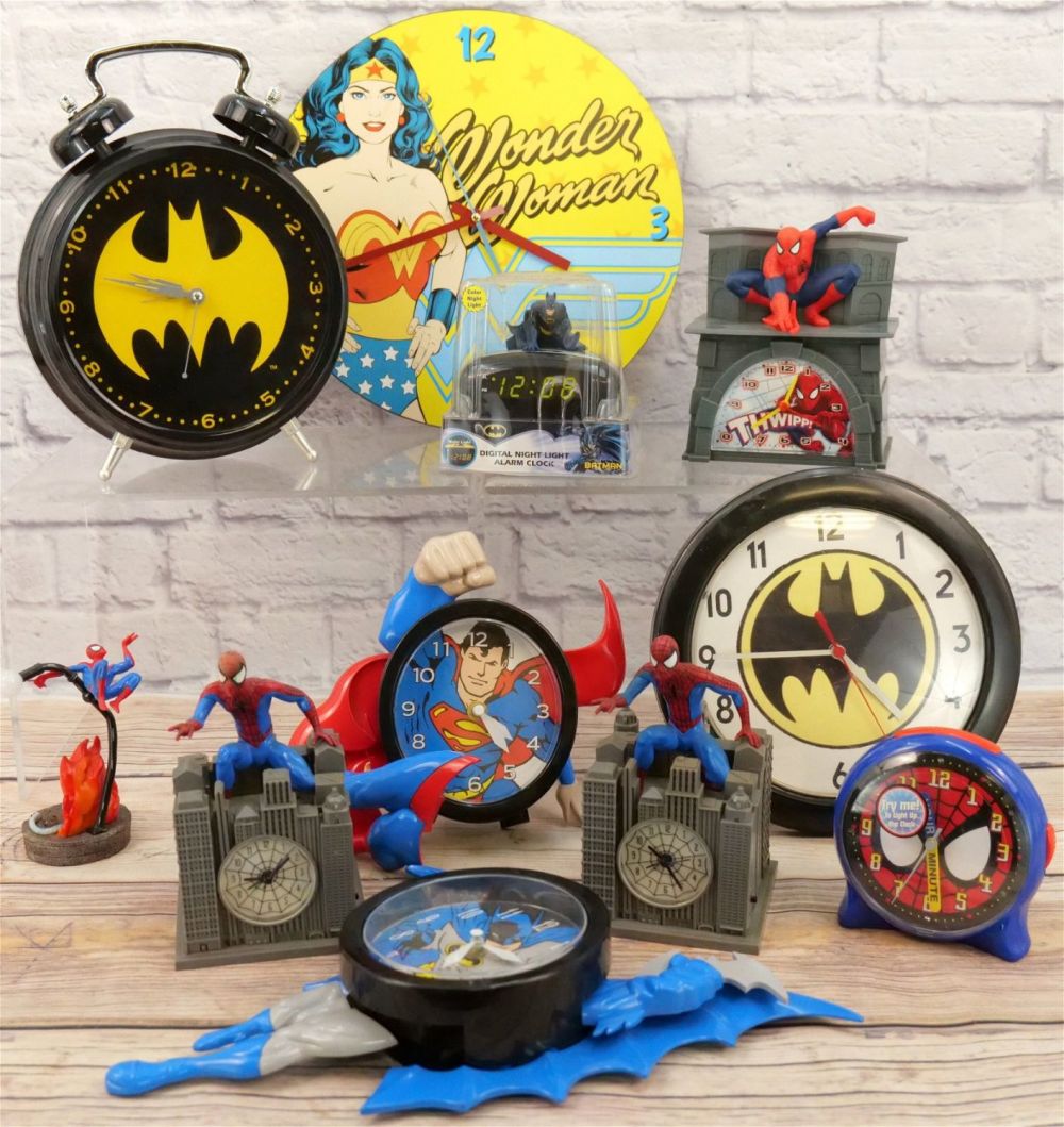 Lot 184: Lot of 11 Superhero Novelty Clocks