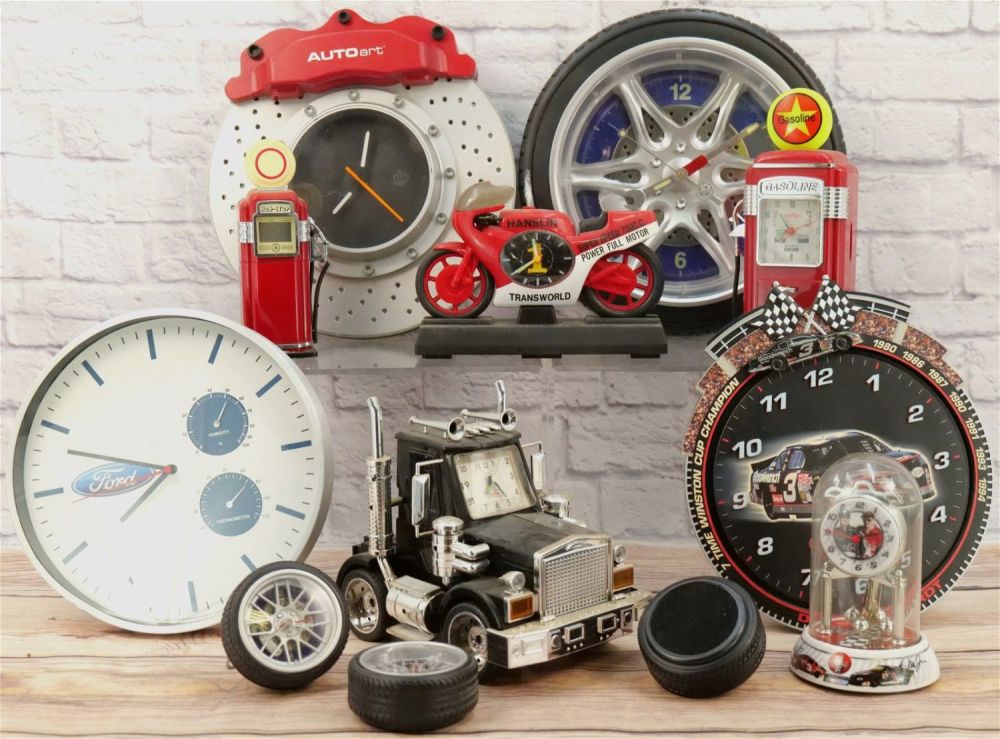 Lot 190: Lot of 10 Vehicle Themed Novelty Clocks