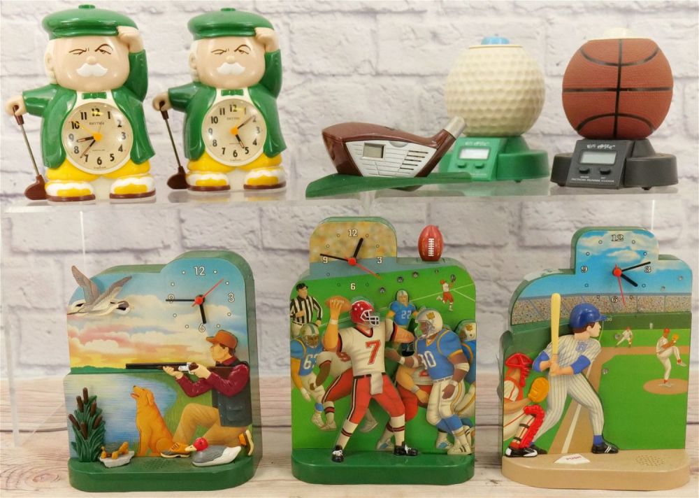 Lot 202: Lot of 8 Sports Themed Novelty Clocks