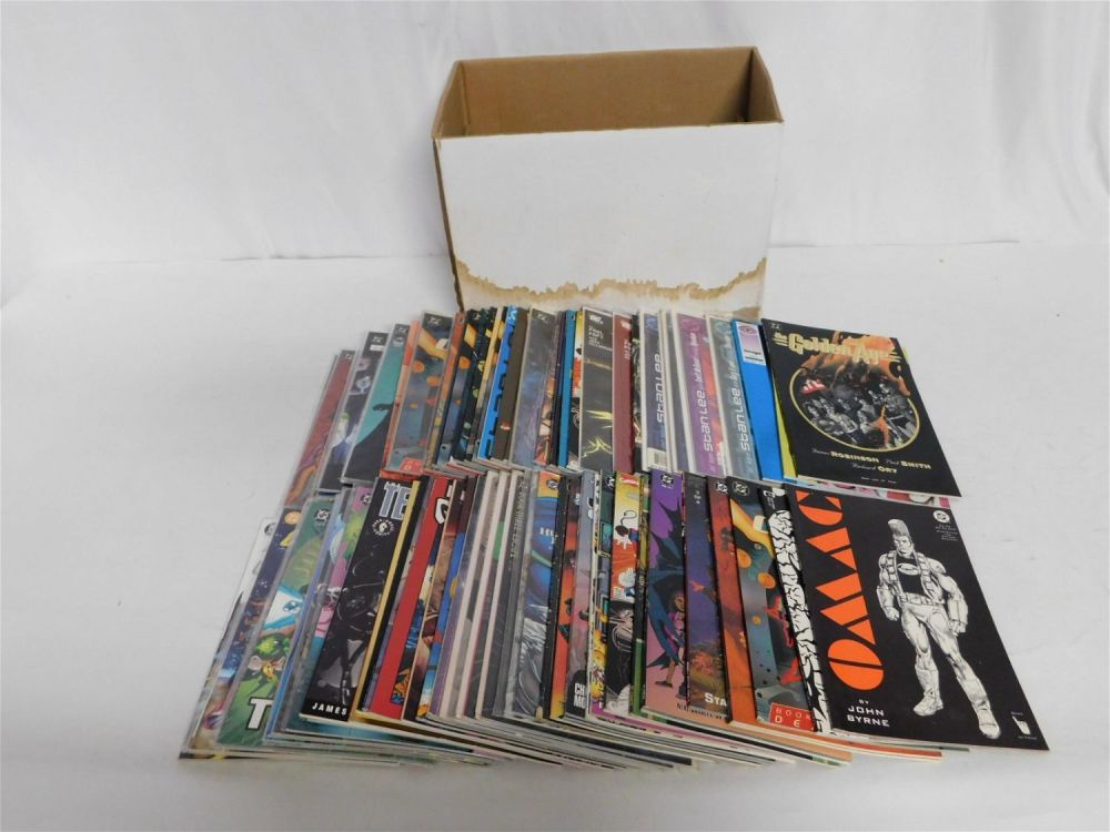 Lot 174: Short Box of Trade Paperbacks and Preside Format One Shot Comic Books
