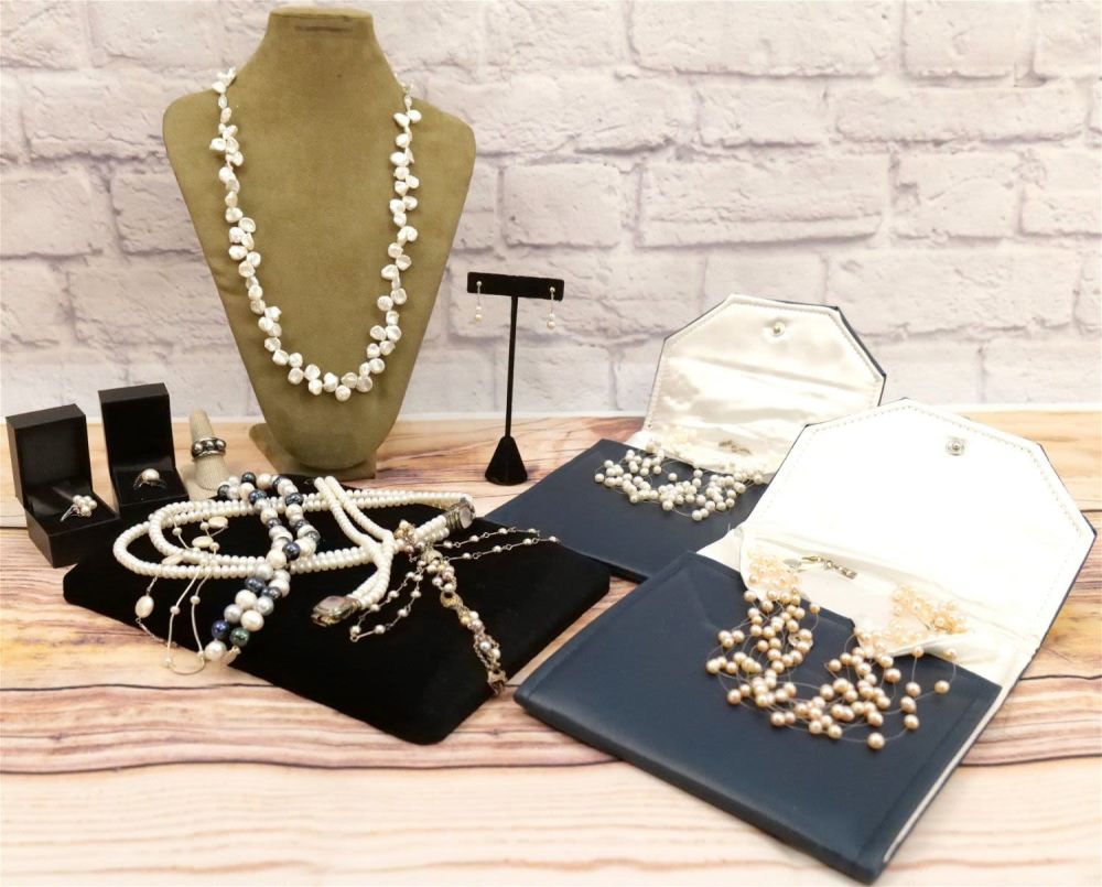 Lot 153: Lot of Sterling and Pearl Jewelry