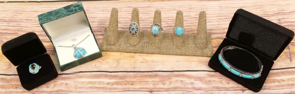 Lot 179: Lot of Sterling and Blue Stone Jewelry